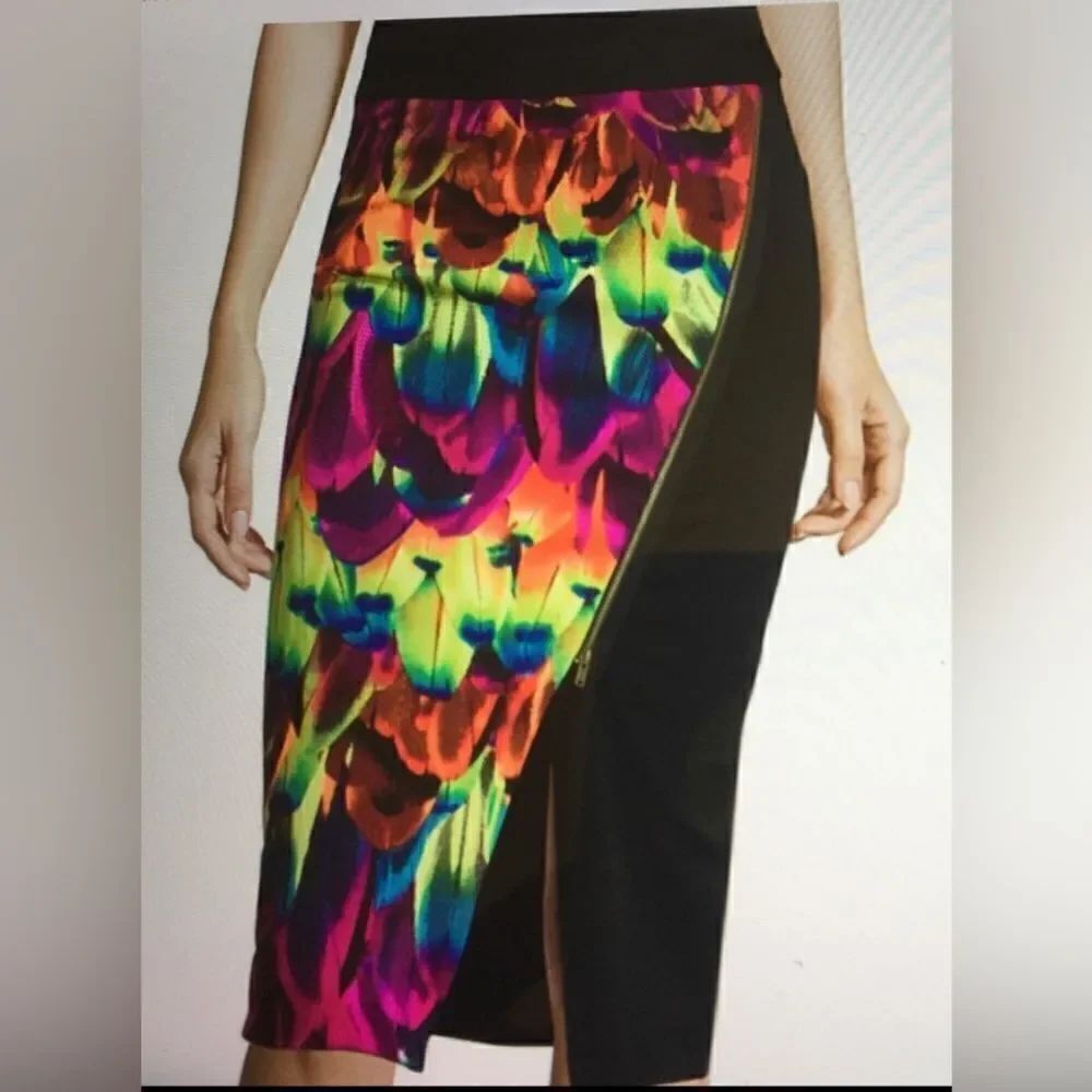 Worthington colorful zipper exposed envelope pencil skirt sz 10